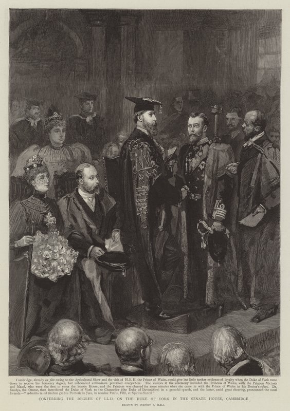 Conferindo o Grau de LLD no Duque de York na Casa do Senado, Cambridge de Sydney Prior Hall