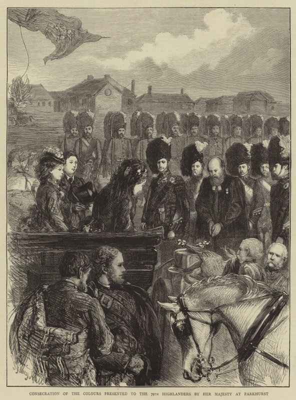 Consagração das cores apresentadas aos 79 highlanders por Sua Majestade em Parkhurst de Sydney Prior Hall