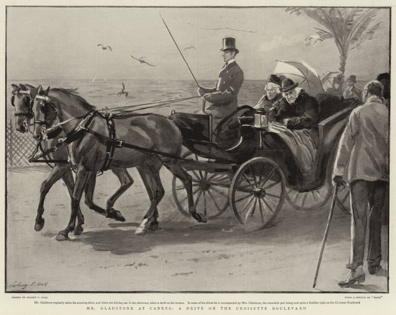 Sr. Gladstone em Cannes, um passeio pela Croisette Boulevard de Sydney Prior Hall