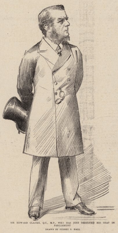 Sir Edward Clarke, QC, MP, que acaba de renunciar ao seu lugar no Parlamento de Sydney Prior Hall