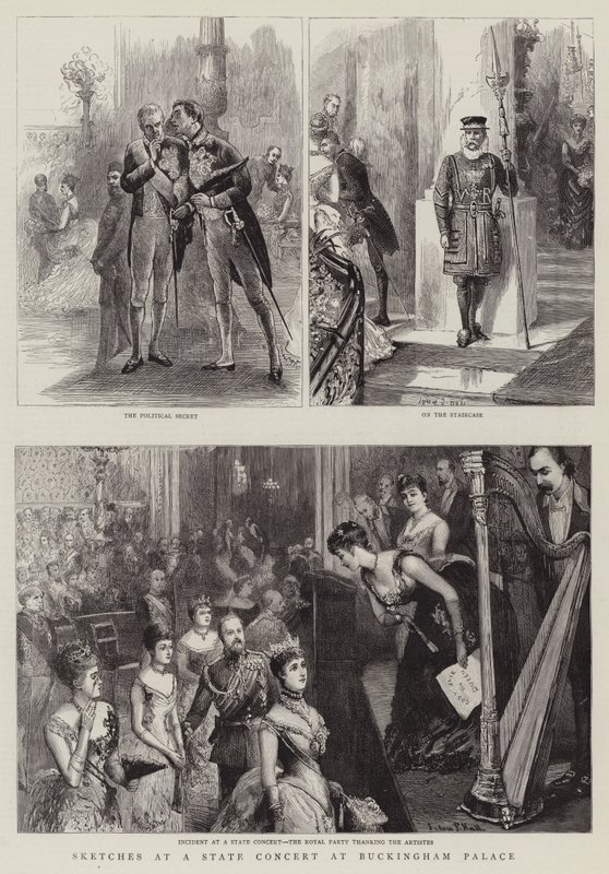 Esboços em um concerto do estado no Palácio de Buckingham de Sydney Prior Hall