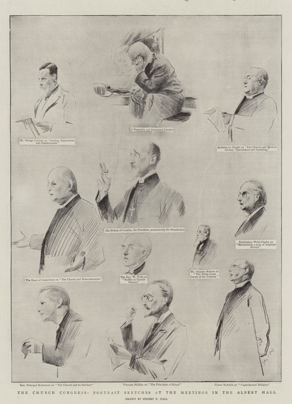 The Church Congress, Portrait Sketches nas Reuniões no Albert Hall de Sydney Prior Hall