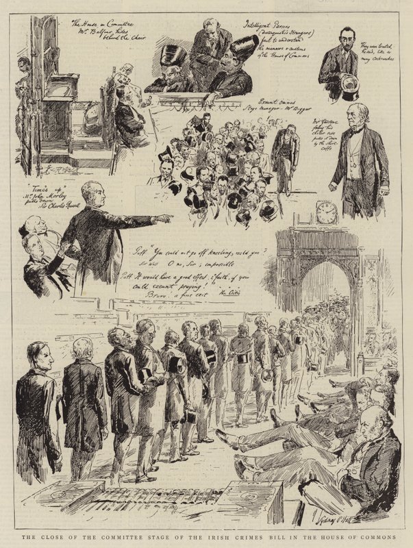 O encerramento do estágio do Comitê da Lei de Crimes Irlandeses na Câmara dos Comuns de Sydney Prior Hall
