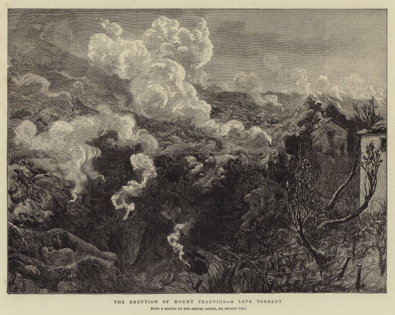 A Erupção do Monte Vesúvio, uma Torrente Lava de Sydney Prior Hall