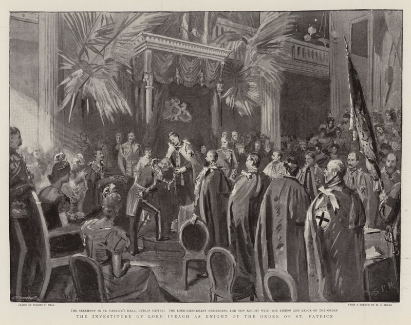 A investidura do senhor Iveagh como o cavaleiro da ordem de St Patrick de Sydney Prior Hall