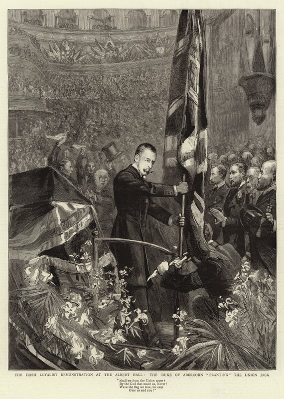 A Demonstração Legalista Irlandesa no Albert Hall, o Duque de Abercorn Plantando a Union Jack de Sydney Prior Hall
