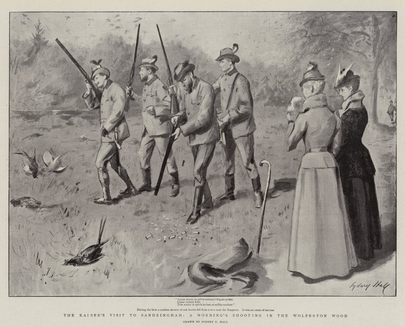 A visita do Kaiser a Sandringham, um tiroteio da manhã na floresta de Wolferton de Sydney Prior Hall