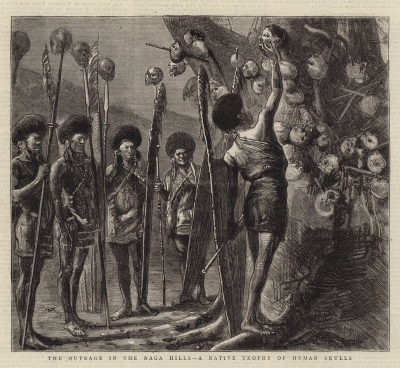 The Outrage in the Naga Hills, um troféu nativo de crânios humanos de Sydney Prior Hall
