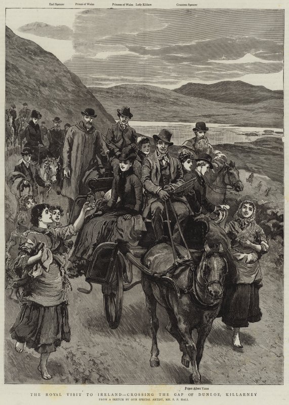 A visita real à Irlanda, atravessando o fosso de Dunloe, Killarney de Sydney Prior Hall