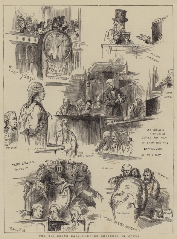O caso Tichborne, mais esboços no tribunal de Sydney Prior Hall