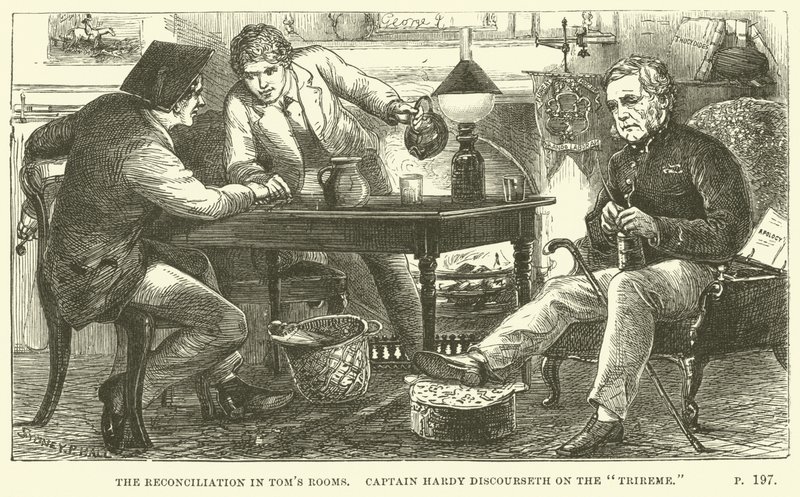 Ilustração para Tom Brown em Oxford por Thomas Hughes de Sydney Prior after Hall
