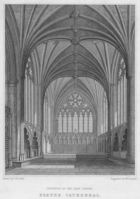 Catedral de Exeter, Interior da Capela da Senhora (gravura) de T.H. Clarke