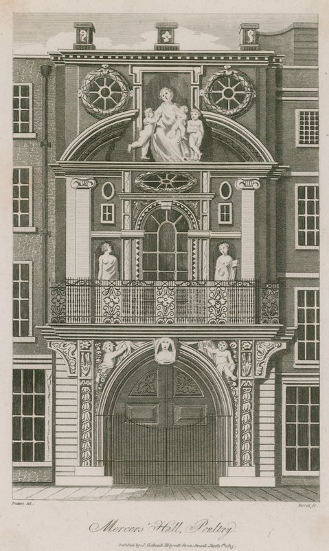 Salão do Mercer, Cheapside, Londres de T. Prattent
