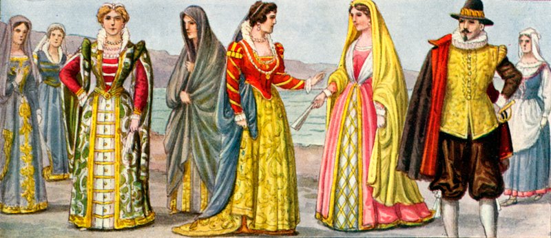 Vestido italiano do século XVII de Tancredi Scarpelli