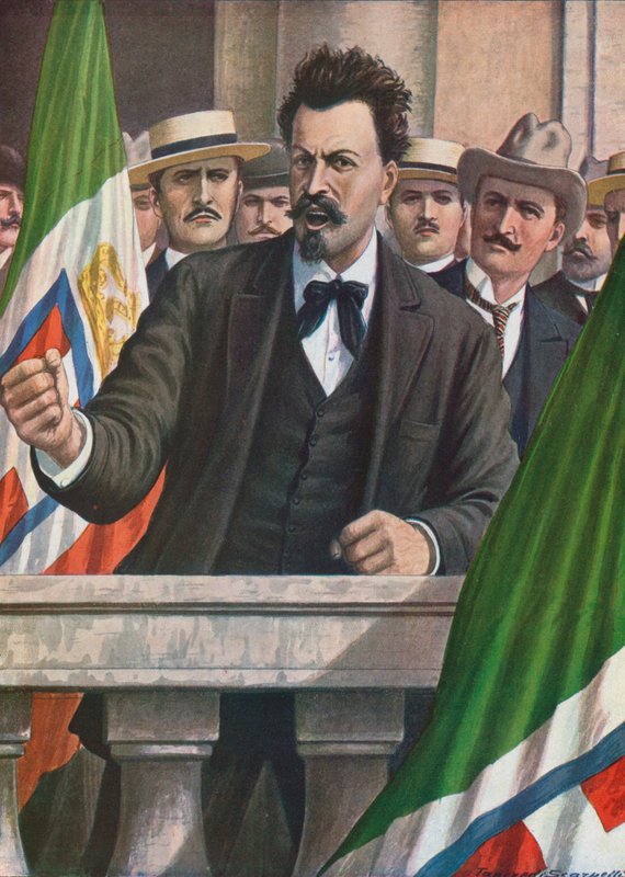 Cesare Battisti exigindo que a Itália atente contra a Áustria de Tancredi Scarpelli