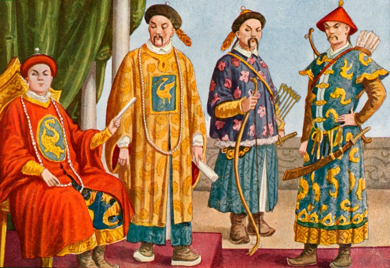 Trajes chineses - imperador, mandarim e mandarim militar de Tancredi Scarpelli