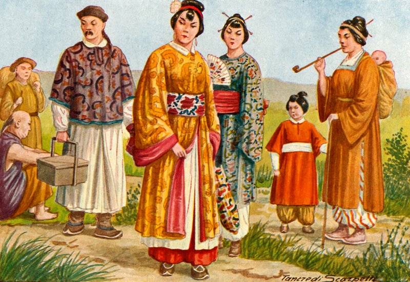 Trajes chineses - camponeses e pessoas da cidade de Tancredi Scarpelli