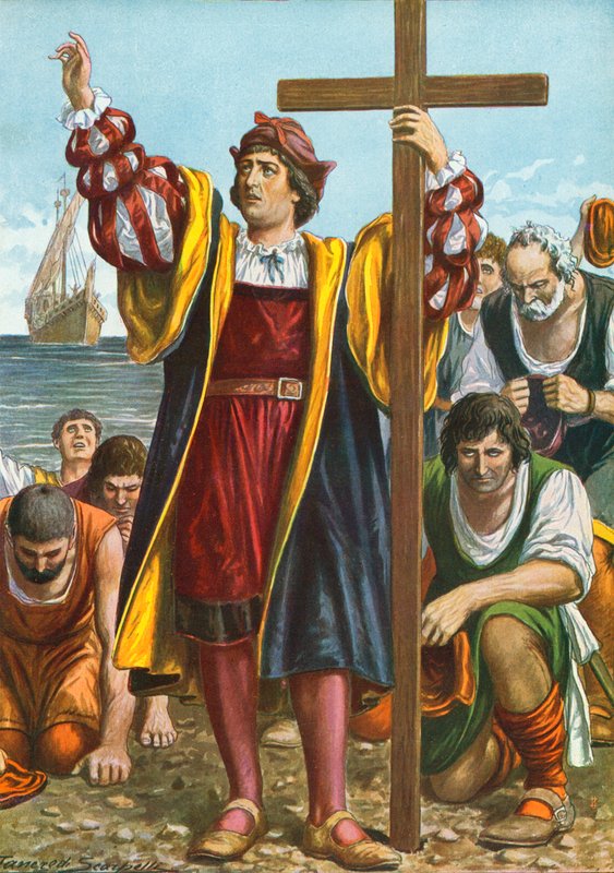 Cristóvão Colombo chegando ao Novo Mundo de Tancredi Scarpelli