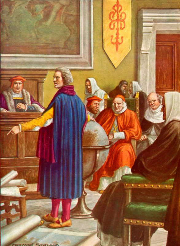Columbus em frente aos médicos de Salamanca de Tancredi Scarpelli