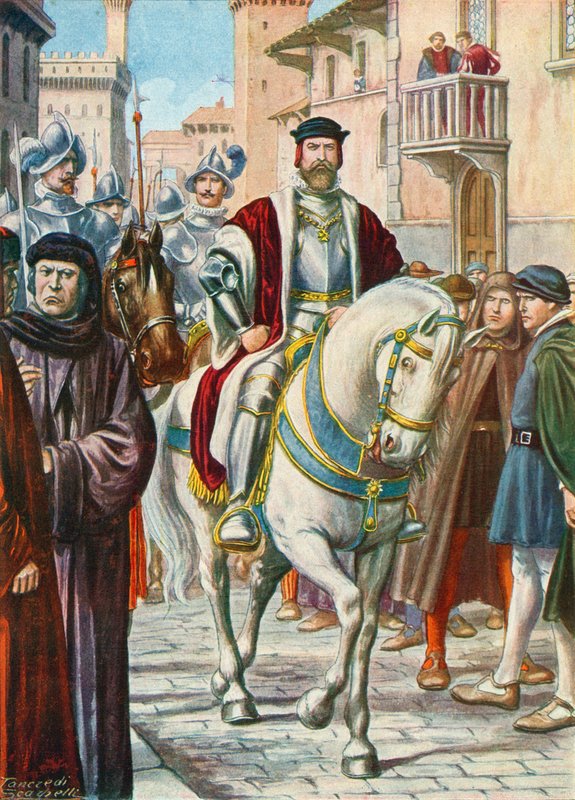 Cosimo I com seus guardas espanhóis e alemães que o seguiram sempre de Tancredi Scarpelli