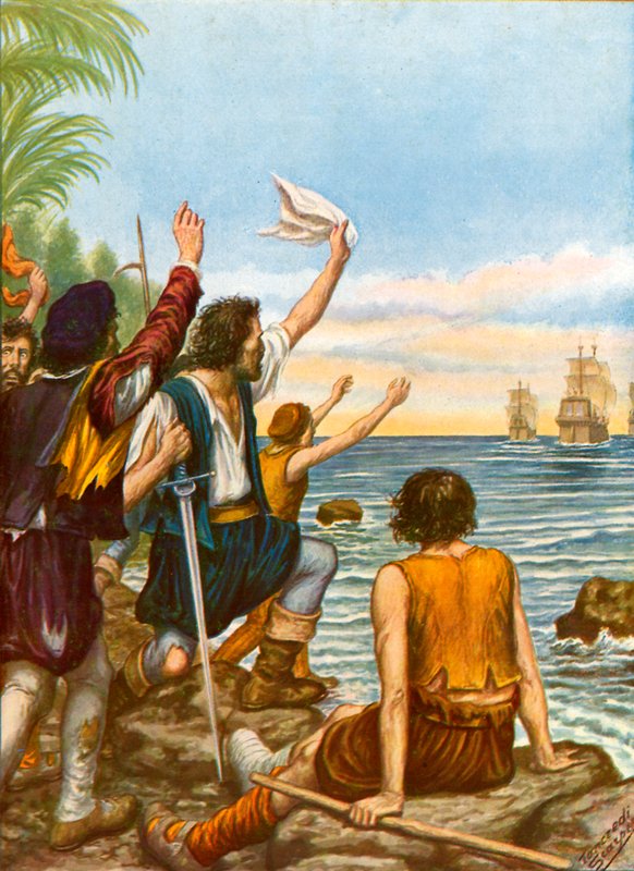 Diego Masques, capitão de um dos navios da segunda expedição de Cristóvão Colombo, partiu em uma ilha com oito homens de Tancredi Scarpelli