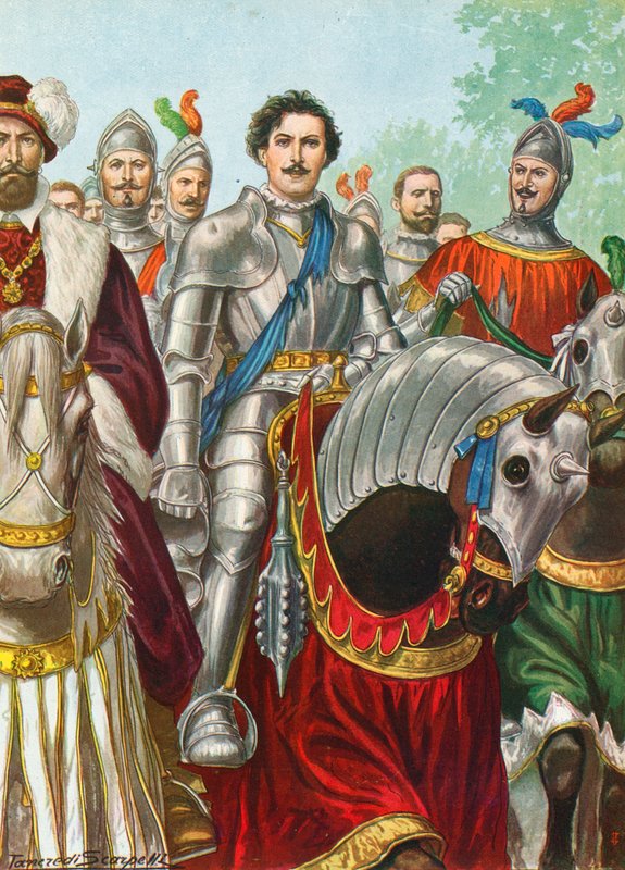 Ettore Fieramosca depois da batalha de Barletta em 1503 de Tancredi Scarpelli