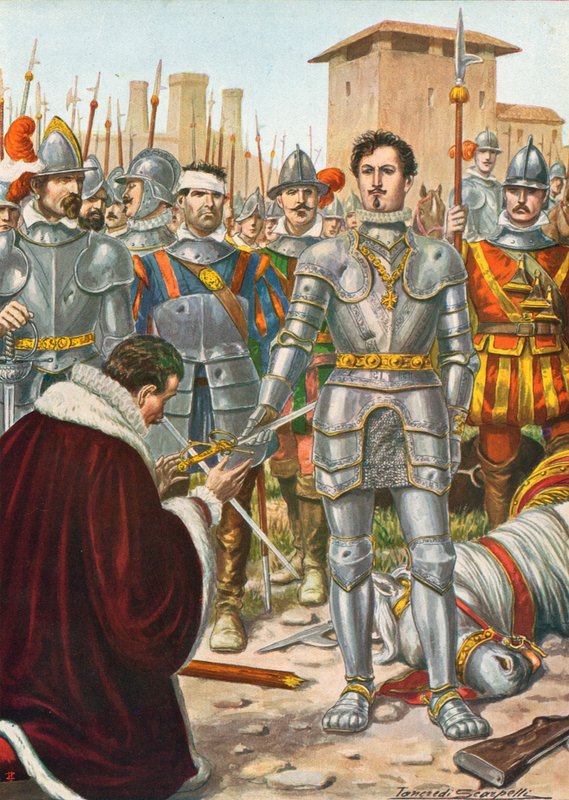 Francisco I da França capturado na batalha de Pavia em 1525 de Tancredi Scarpelli