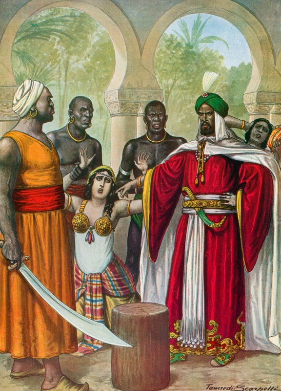 Ibn-Timnah ameaça cortar veias nos braços de sua esposa Meimuna de Tancredi Scarpelli