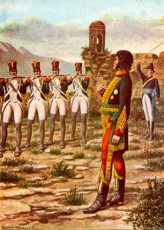 Joachim Murat enfrentando um pelotão de fuzilamento na Calábria de Tancredi Scarpelli