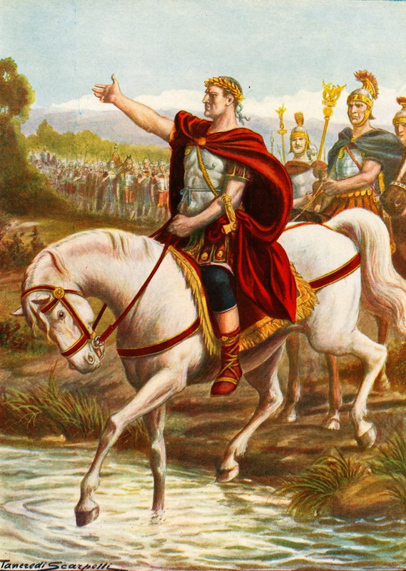 Julius Caesar cruzando o Rubicon de Tancredi Scarpelli