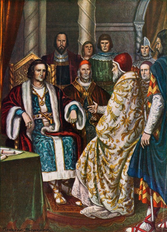 Rei Pepino, rei dos francos, conversando com o papa Estêvão II, 754 de Tancredi Scarpelli