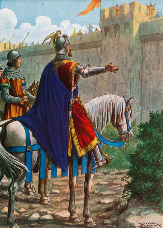Manfred, rei da Sicília, pede aos sarracenos a entrada em Lucera (Puglia), 1254 de Tancredi Scarpelli