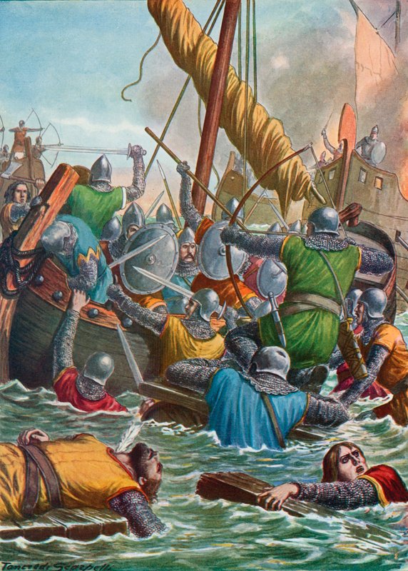 Batalha naval em 806 entre os venezianos e os francos de Tancredi Scarpelli