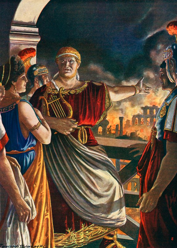 Nero assistindo Rome burn de Tancredi Scarpelli