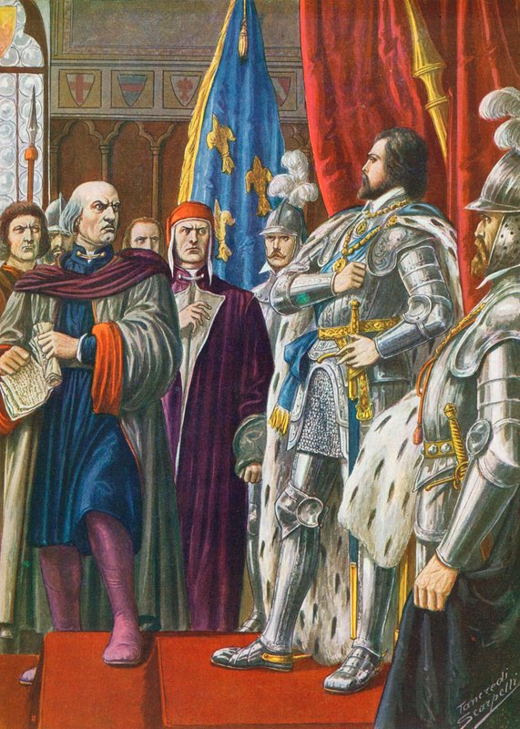 Pier Capponi repreendendo o embaixador de Carlos VIII de Tancredi Scarpelli