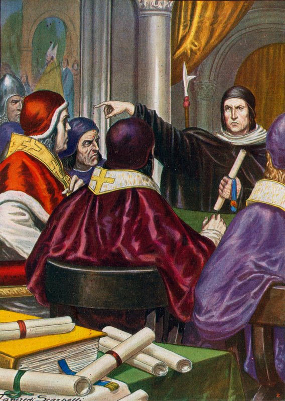 Roland de Parma traz uma carta para o papa Gregório VII de Henrique IV, Sacro Imperador Romano-Germânico de Tancredi Scarpelli