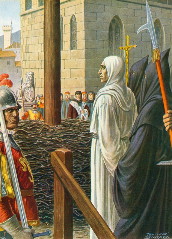 Savonarola, prestes a ser queimado vivo, 1498 de Tancredi Scarpelli