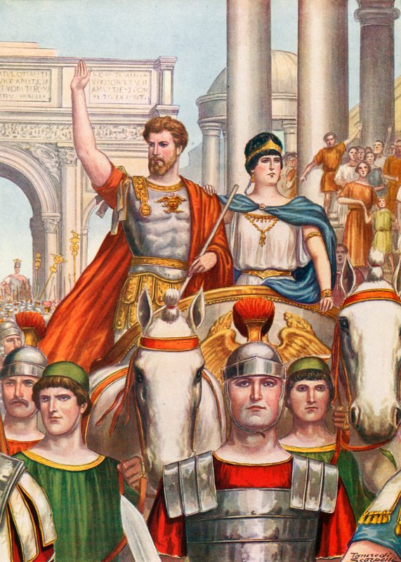 Septimus Severus entrando em Roma com uma linda esposa de Tancredi Scarpelli