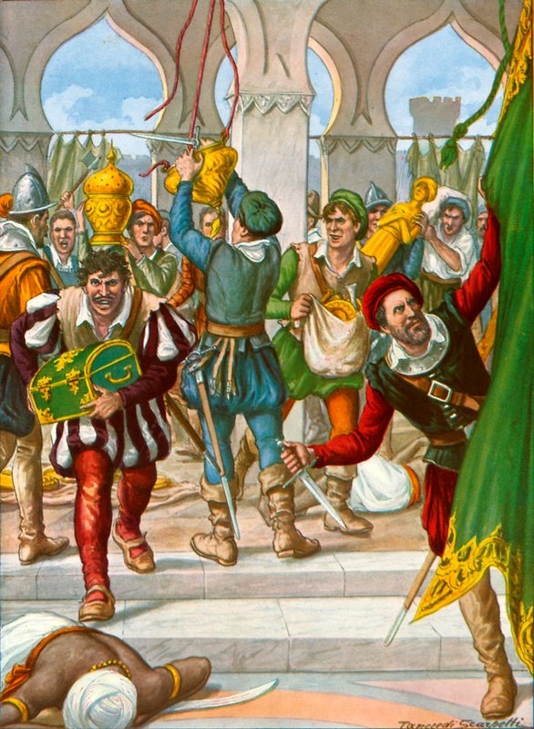 Os portugueses saqueando o palácio real de Calecute de Tancredi Scarpelli