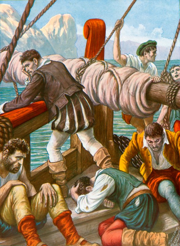 A tripulação do navio espanhol Trinidad dizimada pela fome e doença de Tancredi Scarpelli
