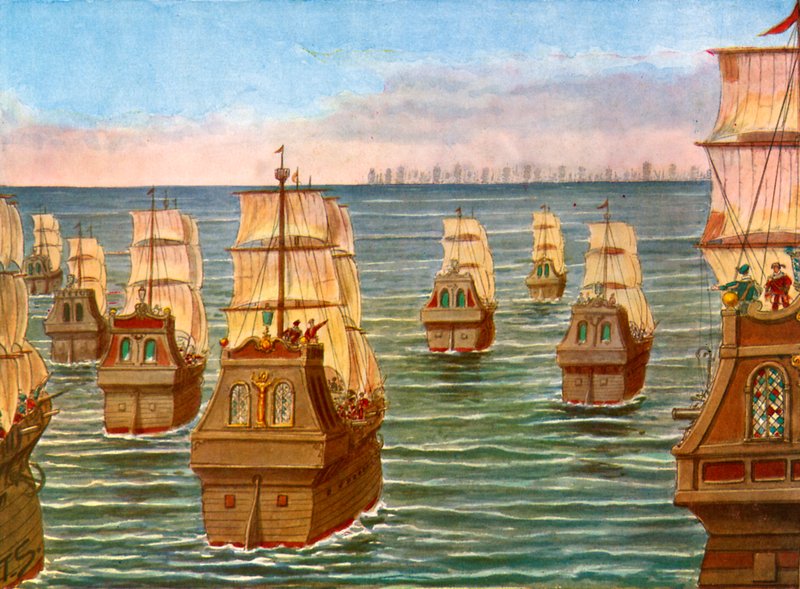 A frota de Lorenzo d&39;Almeida confrontando a frota de Samorin de Tancredi Scarpelli