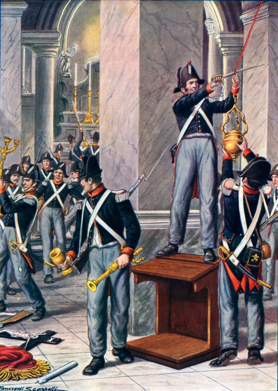 O saque de Cesena pelos soldados do Papa, 1832 de Tancredi Scarpelli