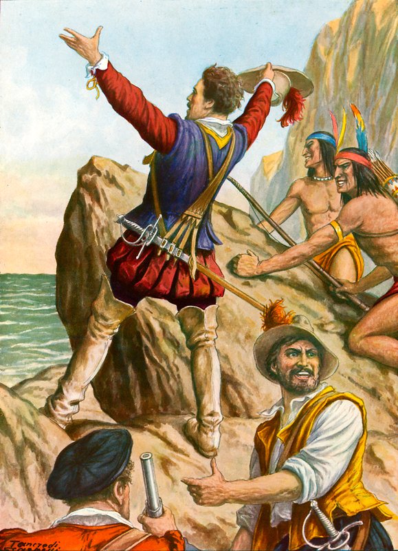 Vasco Nunez di Balboa vê o Oceano Pacífico de Tancredi Scarpelli