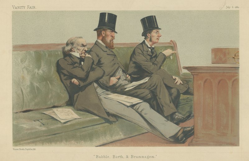 O banco do Tesouro, Gladstone, Hartington e Chamberlain de Theobald Chartran