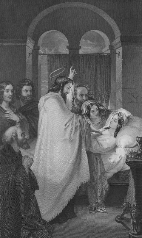 A Ascensão da Filha de Jairus (gravura) de Theodor M. von (after) Holst