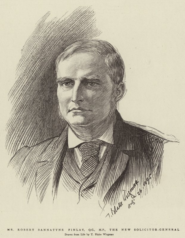 Sr. Robert Bannatyne Finlay, QC, MP, o novo procurador-geral de Theodore Blake Wirgman