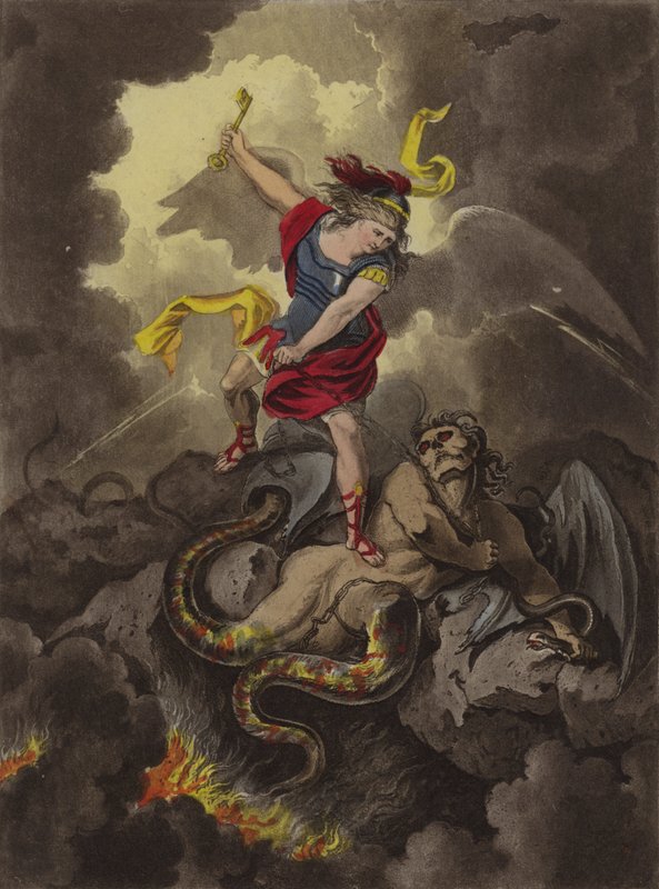 Satanás acorrentado (gravura) de Theodore (after) Lane