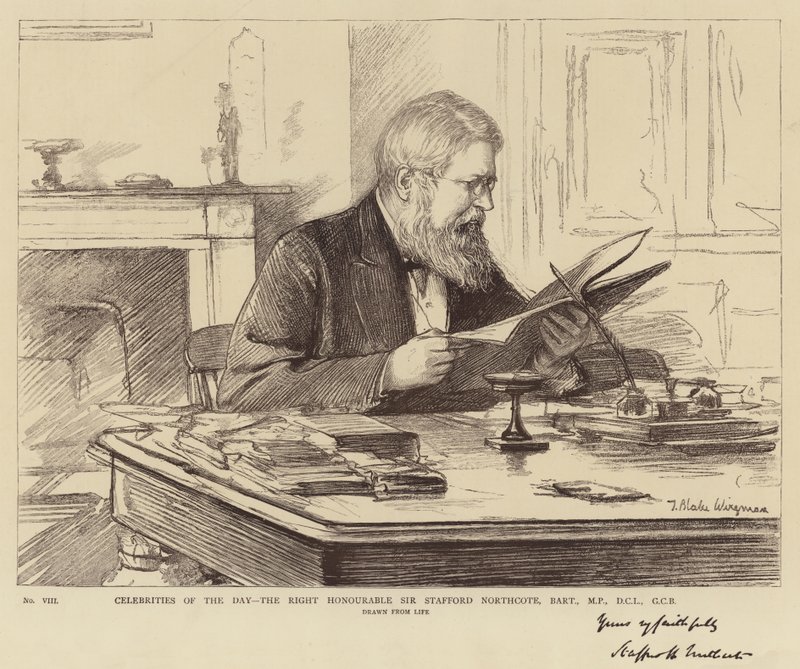 Celebridades do Dia, o Honorável Sir Stafford Northcote, Baronete, MP, DCL, GCB de Theodore Blake Wirgman