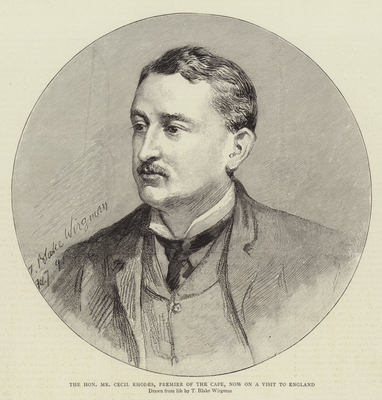 O ilustre Sr. Cecil Rhodes, primeiro-ministro do Cabo, agora em visita à Inglaterra de Theodore Blake Wirgman