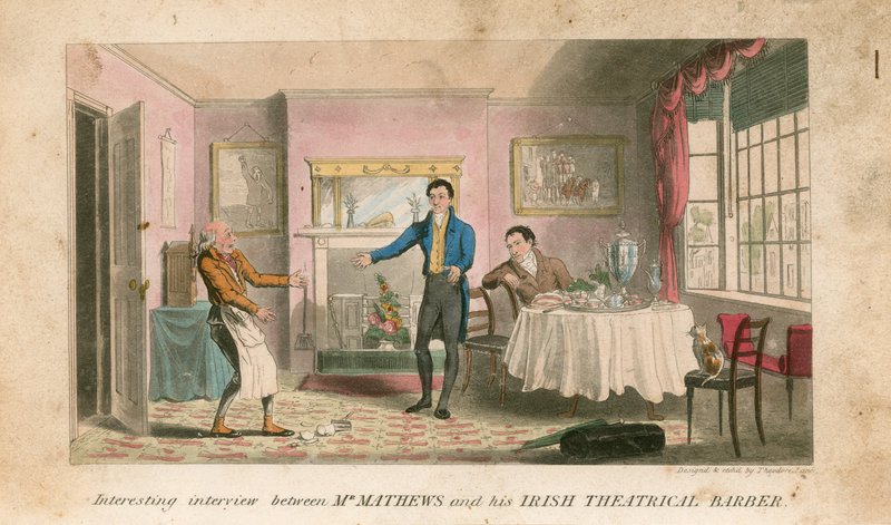 Uma entrevista interessante entre o Sr. Charles Matthews e seu barbeiro teatral irlandês de Theodore Lane